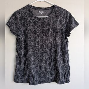 Athleta‎ Black Gray Snakeskin Print Cotton Tee Shirt Top Size M